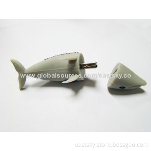 Custom Dolphin-shaped USB Drive, Made of Soft PVC Material, OEM Orders are WelcomeNew